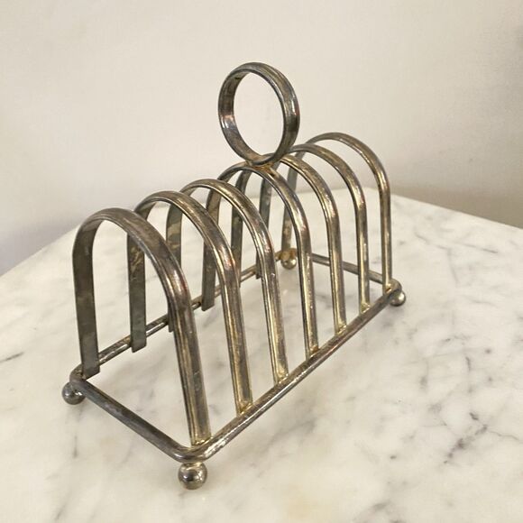 Vintage English Traditional Silver Plate Toast Rack  / Letter Holder 6 Slots - Picture 1 of 5